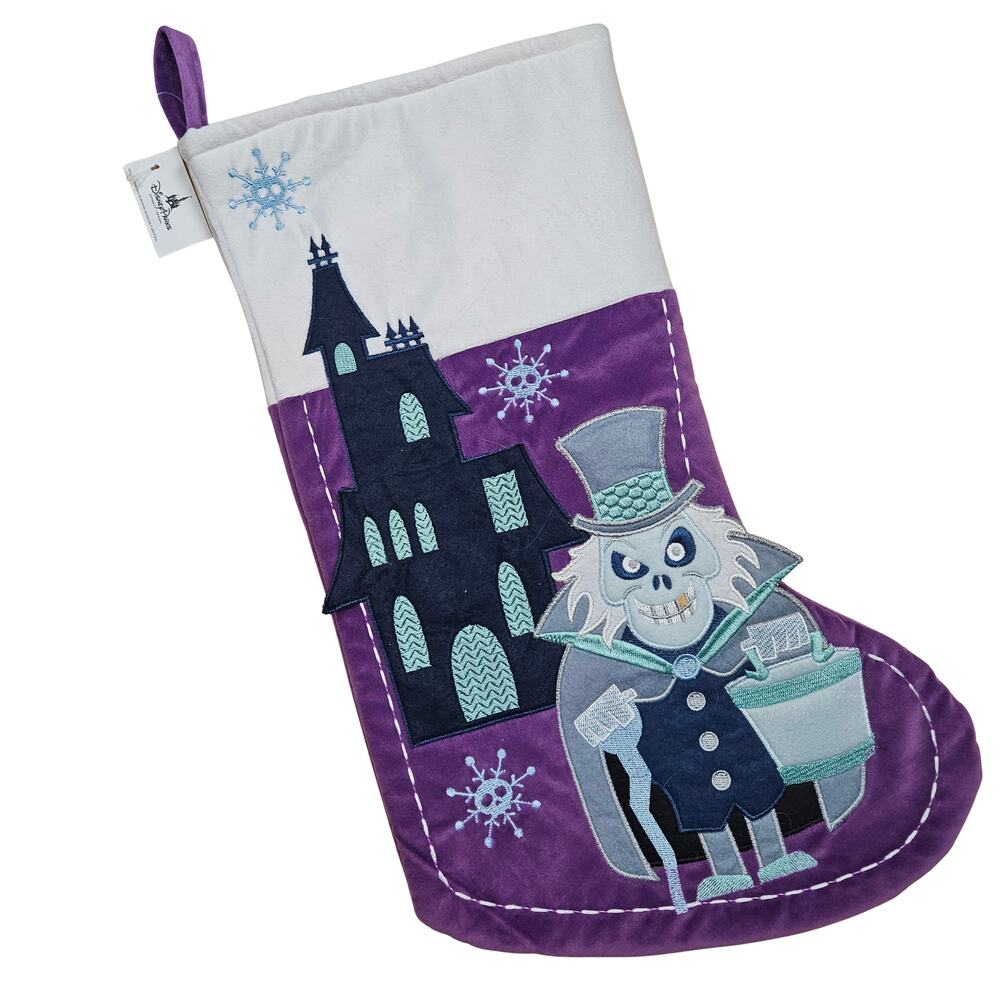 Disney Parks Haunted Mansion Stocking Hatbox Ghost Purple Christmas Holiday